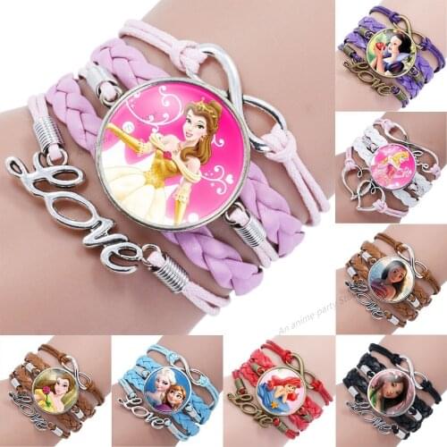 Disney Princess Mulan Mermaid Frozen Bracelet Girl Jewelry Birthday Party Decoration Supplies Small Gifts for Children