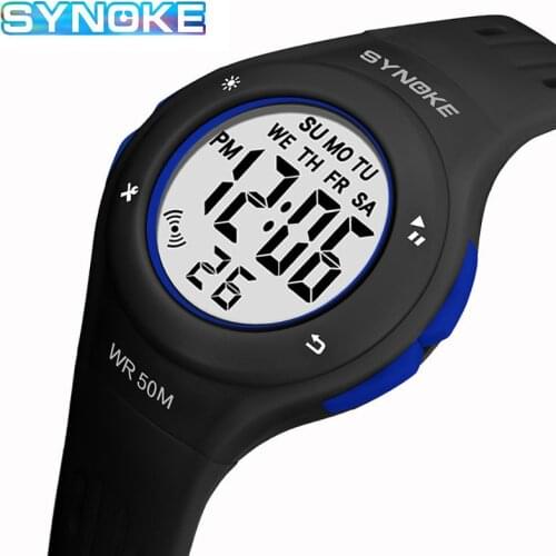 SYNOKE Children LCD Electronic Digital Watch Sport Watches Stop Watch Luminous 5Bar Waterproof Kids Wristwatches For Boys Girls