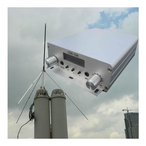 CZE-15A 15W FM stereo PLL broadcast transmitter+power supply+GP antenna kit DHL EMS free shipping