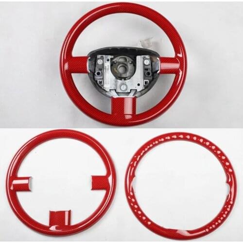 For Volkswagen Beetle 2003-2010 2PCS ABS Red Car Interior Steering Wheel Cover Trims Stickers Accessories Car Styling Moldings