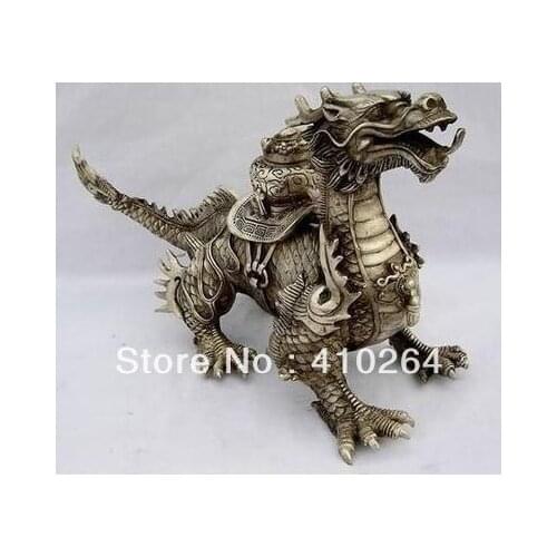 Express Huge Tibetan Silver luck Dragon Statue