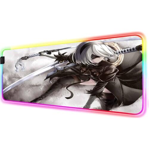 Anime Game NieR Automata RGB Mousepad Gaming Accessories LED Desk Mat Laptop Backlight USB Suitable for Bear PC Gaming Mouse Pad