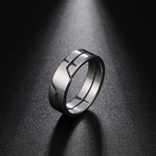 COOLTIME Silver Color Mens Ring Stainless Steel Couple Rings Gift for Men Women Finger Ring Wedding Engagement Fashion Jewelry