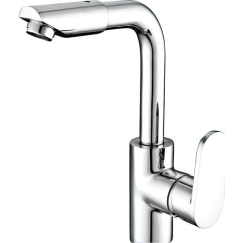 L15006 - Luxury Deck Mounted Chrome Finish Brass Material Hot & Cold Water 360 Degree Turn Spout Basin Tap