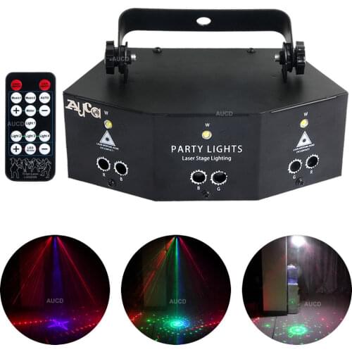 RGB DMX Music Laser Sound Star Projector Lamp Lights Navidad Disco Party Club DJ Stage Strobe Projetor Luces Xmas Led Lighting