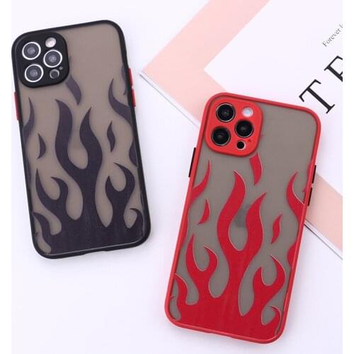 Fashion Flame silicone Soft TPU Cute Back Cases For iPhone 12 mini 11 Pro X XS MAX 7 8 Plus XR SE20020 Color Cover Matte Bag
