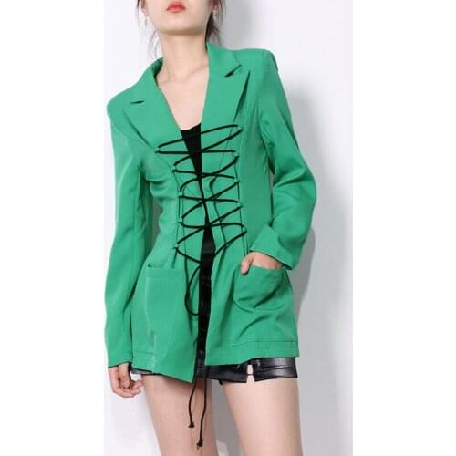 Fashion Blazer female Coat Summer New casual solid color waist slimming straps personalized design slim suit jacket office ladie