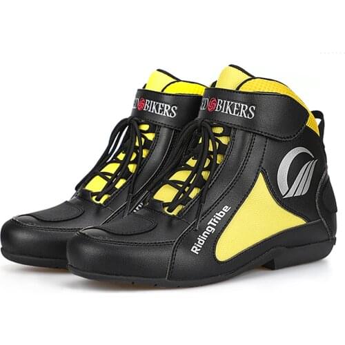 Yellow Motorcycle Boots Summer Breathable Motocross Off-Road Racing Shoe Men Moto Boots Motorbike Riding Protective Gear Shoes