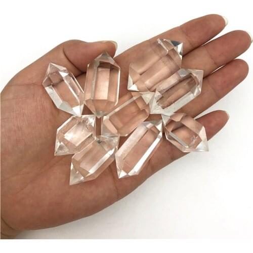 Beautiful 1PC Natural White Quartz Crystal Double Points Wands Rock Obelisk Healing Energy Column Natural Quartz Crystals