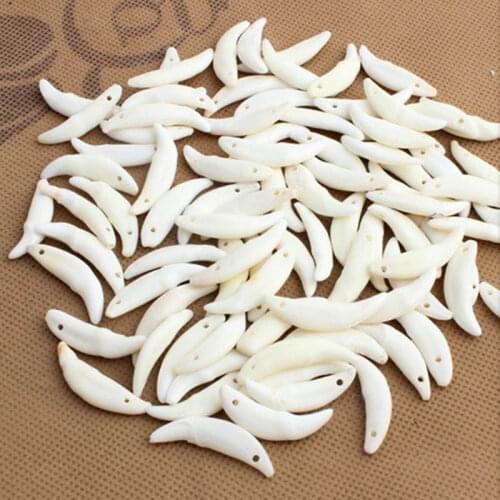 Wholesale 50PCS Fang Amulet Charms for Man Various Sizes Bleached White Color