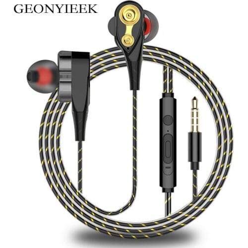 Wired Earphone High Bass Dual Drive Stereo 3.5mm In-Ear Earphones With Microphone Computer Earbuds For Mobile Phone