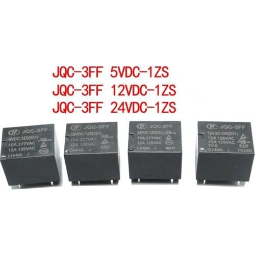 2pcs/lot relay JQC-3FF-005-1ZS JQC-3FF-012-1ZS JQC-3FF-024-1ZS 5VDC 12VDC 24VDC 10A 5pin free shipping