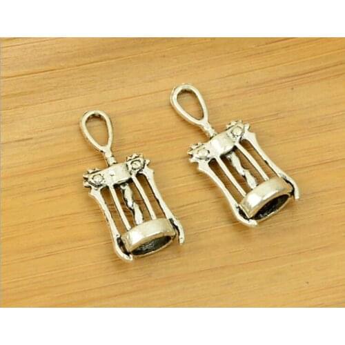 Red wine corkscrew 8pcs/lot 28x12mm Antique Silver Zinc Alloy opener Charm DIY Retro Jewelry Accessories