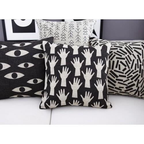 Modern Retro pillow ,Black white Geometry cushion ,Linen pillowcase,home decor sofa cushion,decorative Pillows