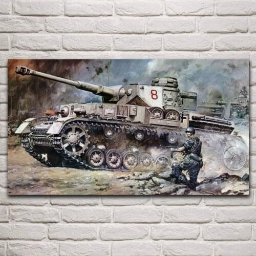 WW2 tank military vehicle artwork soldier battle living room home wall art decor canvas fabric poster KP634