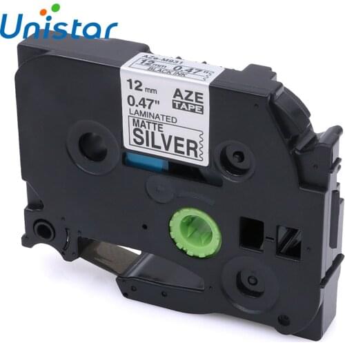 Unistar TZe-M931 Compatible for Brother Label Maker Label Tape 12mm Black on Matt Silver Laminated Label Tape TZ Label Printer