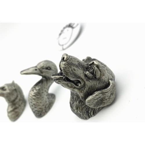 LCH Nordic Style Bear Dog Duck Cat Shaped Creative Matte Silver Knob Vintage Lead-Zinc Alloy Cabinet Handle Drawer Pull