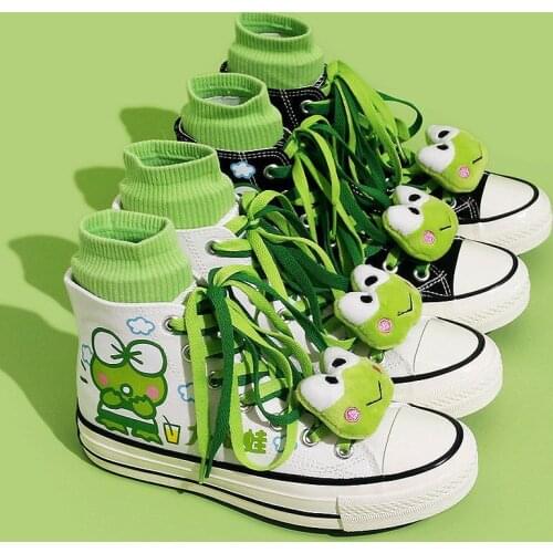 Japanese Cartoon Print Couple Student Sneakers Girl Trend Graffiti Hand Painted Cute Casual Shoes Anime Women Flats Canvas Shoes