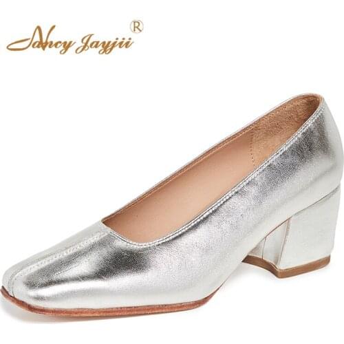 Woman Pumps classic Spring Shoes Basic Office-Career Office Lady Dress Party Casual Elegant Square Toe Slip-on Sewing size 45