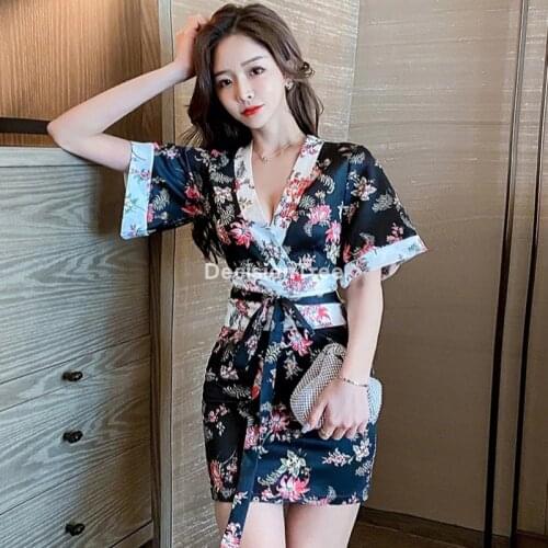 2021 japanese style women sexy sakura anime costume vintage improved kimono traditional yukata dress christmas cosplay robe gown