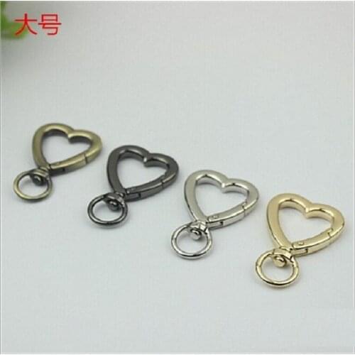 10 pieces / lot) New Thick Love Heart Open Ring Spring Ring Shoulder Strap Buckle Bag Hook Handbag Hardware Accessories