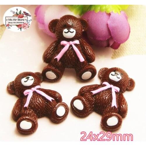 10pcs resin Cartoon Teddy bear flatback cabochon for Hair Bow Center, scrapbook,DIY accessories, 24x29mm