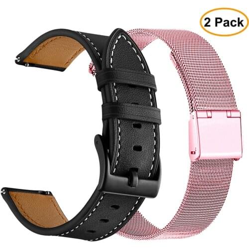2Pcs/Pack Metal Strap+Genuine Leather Band For Amazfit GTS Bracelet Straps For Amazfit Bip S Lite GTR 47MM Pace Stratos Band