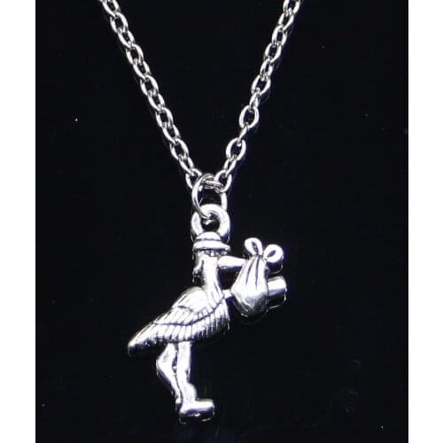 20pcs New Fashion Necklace 23x18mm stork baby bird Pendants Short Long Women Men Colar Gift Jewelry Choker