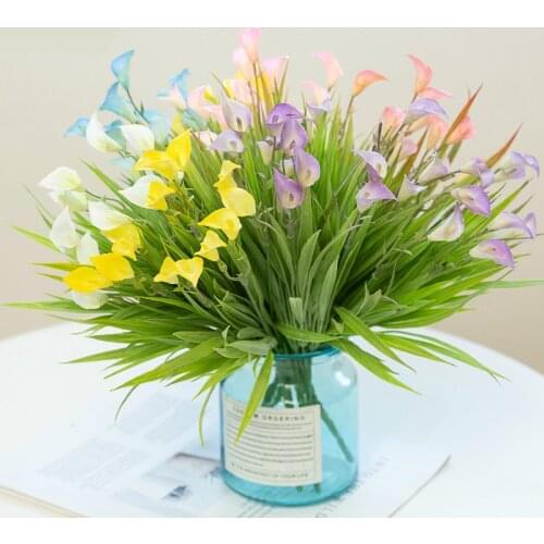 34cm tulip flower Alocasia artificial flower Plastic leaf plant for home decoration