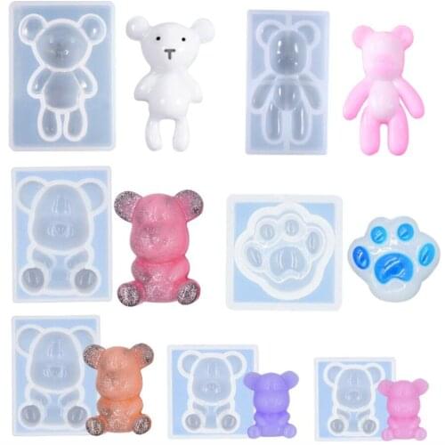3D Geometric Bear Silicone Mold For Keychain Pendant Animal Mold Decoration Table Jewelry Tools Making Accessories