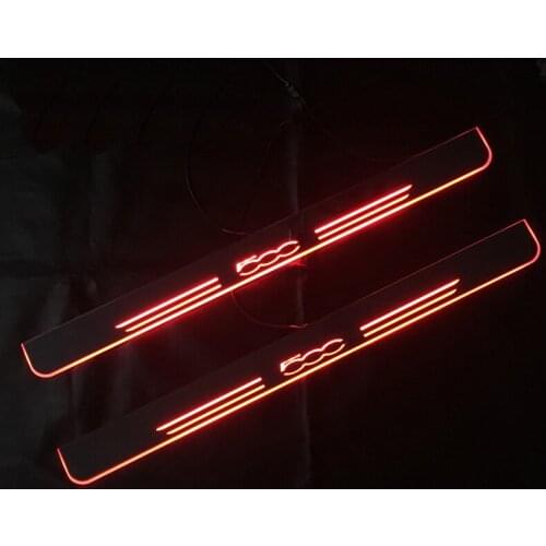 4PCS Door Acrylic Sill Plate Guard Light For Fiat 500 2010 - 2018 Pedal Pathway Welcome Car Scuff Led Lights