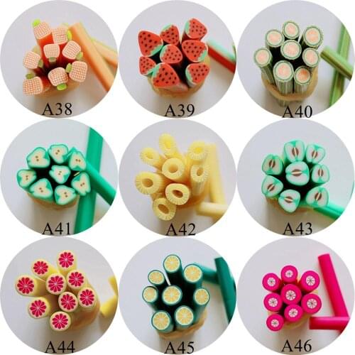 5pcs 5mm Nail Art Polymer Clay Cane Nail Art Decoration New Fruit Series Pineapple Strawberry Coconut