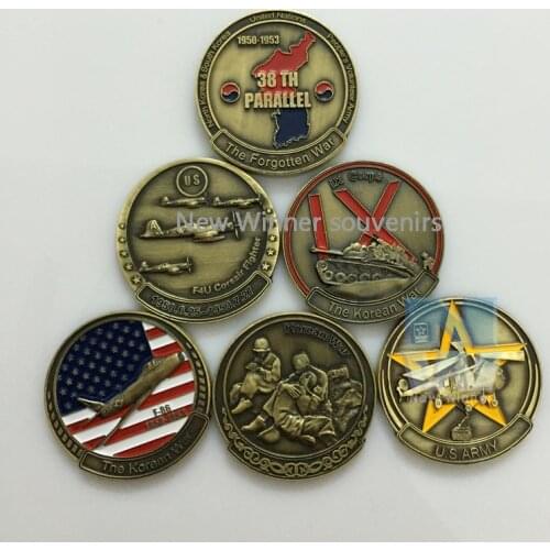 5pcs/lot 1950-1953 38TH parallel Korean War US F4U Corsair Fighter METAL PLATED BRONZE ART COIN