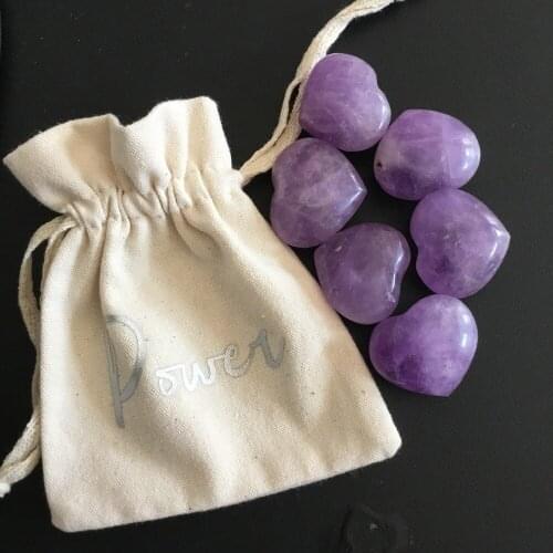 6pcs Beautiful natural quartz crystal Stone Amethyst carved Hearts for decoration