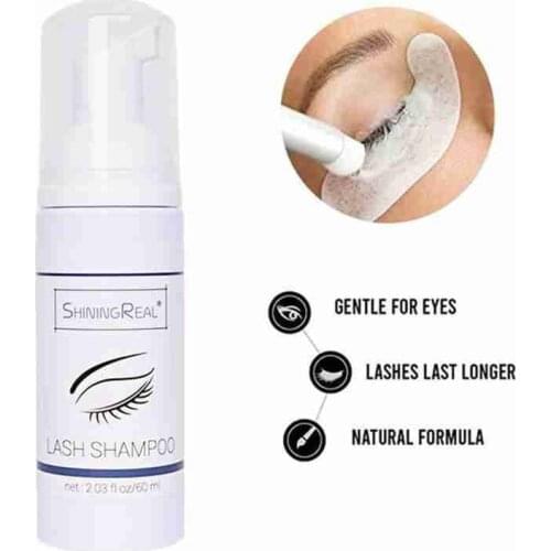 60ml Eyelash Extensions Lash Shampoo Eyelash Extension Glue Eye Lash Cleaning Foam Pump Design No Stimulation Makeup Clean