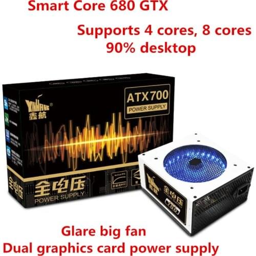 700W Computer Power Supply 700W PSU 12V Desktop Power Supply 700W ATX Power Supply For PC Gaming Power with Colorful LED Light