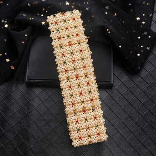 Large size rhinestone girdle Morocco gold waist chain noble wedding jewelry girdle belt