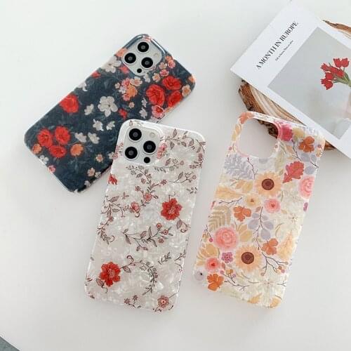 Flower Painted TPU Case For iPhone 12 Pro 11 Pro Max IMD Shell Phone Cover for iPhone XS XR iPhone 7 X 8 Plus Capa