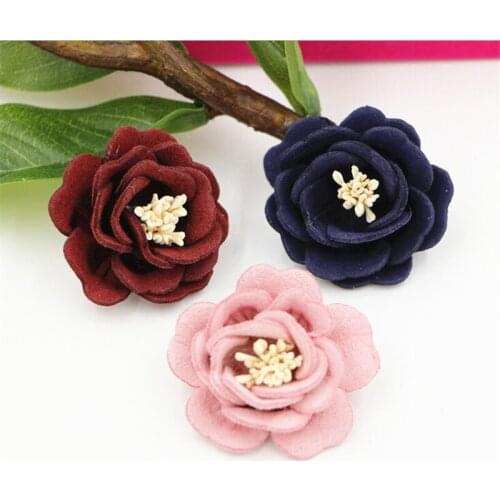 Free Shipping 20PCS Wool Felt Fabric Flower Patch Stickers Handmade DIY Jewelry Accessory Material Hair Clips Garment Decor