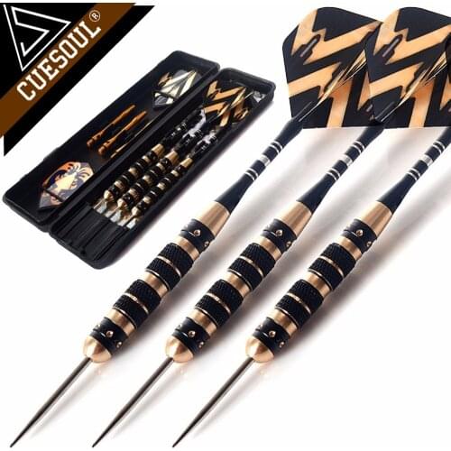 CUESOUL 3pcs/set Professional Darts Free Carry Box 20g Nickle Planting Steel Tip Darts with Brass Barrels Aluminum Shafts