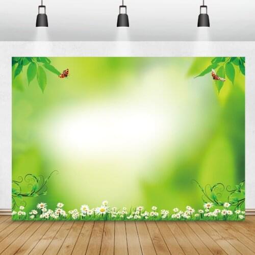 Photo Backdrop Spring Green Flowers Grass Leaves Bine Scene Child Family Shoot Photozone Photography Background For Photo Studio