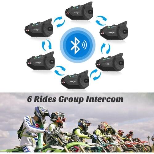 FreedConn R1 Plus Motorcycle Bluetooth Headset FM Radio 6Riders Helmet Wifi Video Recorder Intercom Waterproof 1080P HD Lens DVR