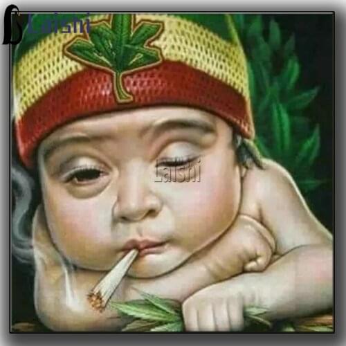 Humor kid full square round diamond painting Cute kid diamond cross stitch 5D DIY diamond mosaic embroidery home decoration gift