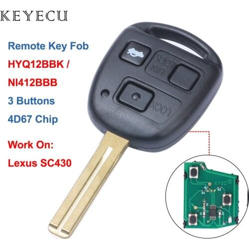 Keyecu Car Remote Key Fob 3 Buttons 4D67 for Lexus SC430 2002 2003 2004 2005 2006 2007 2008 2009 2010 - HYQ12BBK / NI412BBB