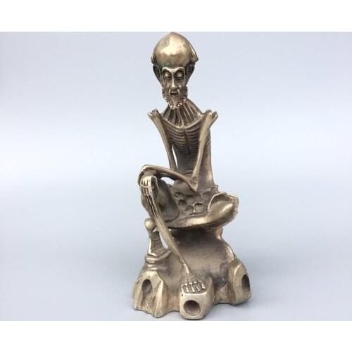 Collectible home Decorated Chinese Miao Silver Carving Ferocious Crocodile Alligator Dharma Statue metal crafts