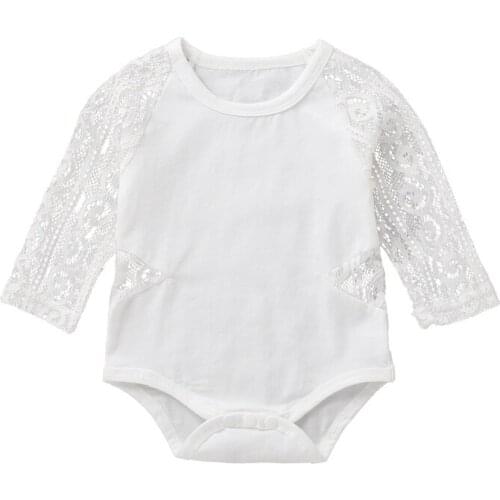 2021 0-24M Infant Baby Long Sleeve Lace Rompers Cotton Kids Girls Jumpsuit Newborn Clothes