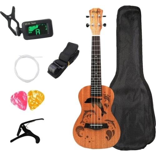 Concert Ukulele Kits 23 Inch 4 Strings Acoustic Guitar With Bag Tuner Capo Strap Stings Picks For Beginner