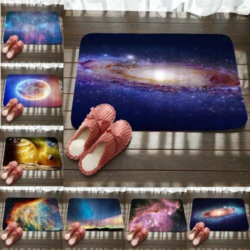Cosmic Outer Space Stars Starry Sky Felt Rubber Bath Mats Carpet Rug Doormat Living Room Non-slip Kitchen 3D Floor Mat