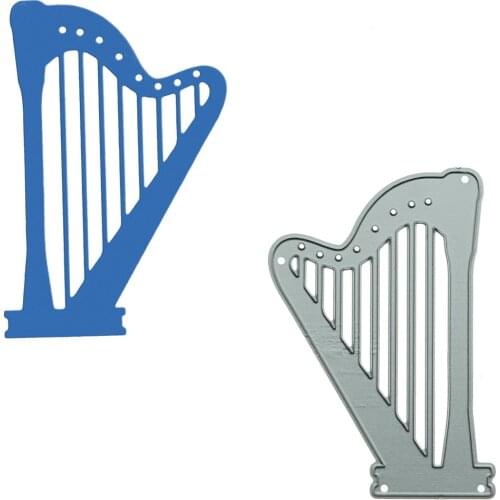 Metal Cutting Dies Scrapbooking Vintage Harp Musical Instrument Pattern Cutter Stencil For DIY Clip Art Work Card Decorating
