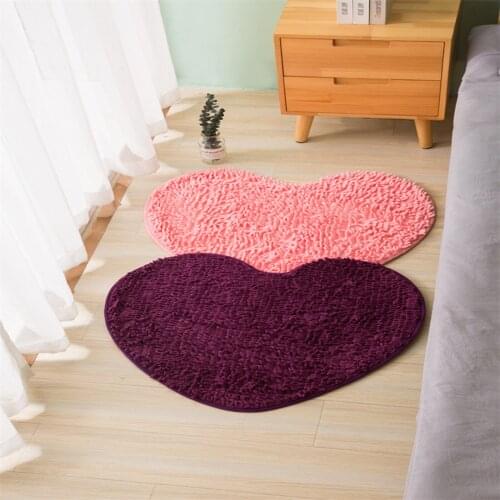Floor Mats Anti-Slip Solid Color Heart-Shaped Carpet Footcloth Decorative Tools for Bathroom Living Room